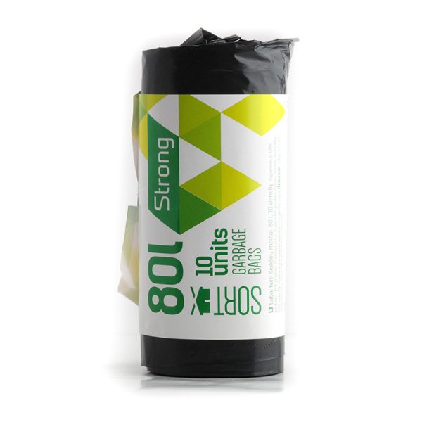 Šiukšlių maišai SORTEX, 80 L, 10 vnt.